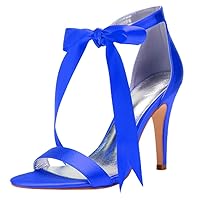 Womens Lace Up Sexy Heels Open Toe Bride Party Job Dress Shoes High Heels Satin Strappy Wedding Sandals