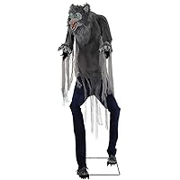 Haunted Hill Farm Motion-Activated 7-Ft. Tall Towering Werewolf, Plug-in Scare Prop Animatronic for Indoor or Covered Outdoor Creepy Halloween Decoration