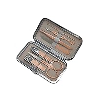 Stainless Steel Champagne Gold Nail 7-Piece Set PU Box Oblique Pliers Foot Trimming Spoon Tool Set
