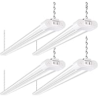 4 Pack 4FT LED Shop Light Linkable, 4400lm, 42w(250w Equivalent), 5000K Utility Shop Lights, Hanging or Flush Mount, with Power Cord and On/Off Switch (Sold Exclusively by Weize, other are Scammers)