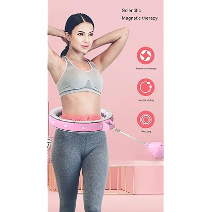 Blue/White Noise Reduced 360° Massage Smart Magnet Hula Hoop with Counter and 15 Detachable Sections. for Waist & Abdomen Exercise, Lose Weight, Shape Body & Trim Waist. Plus, Free Resistance Band