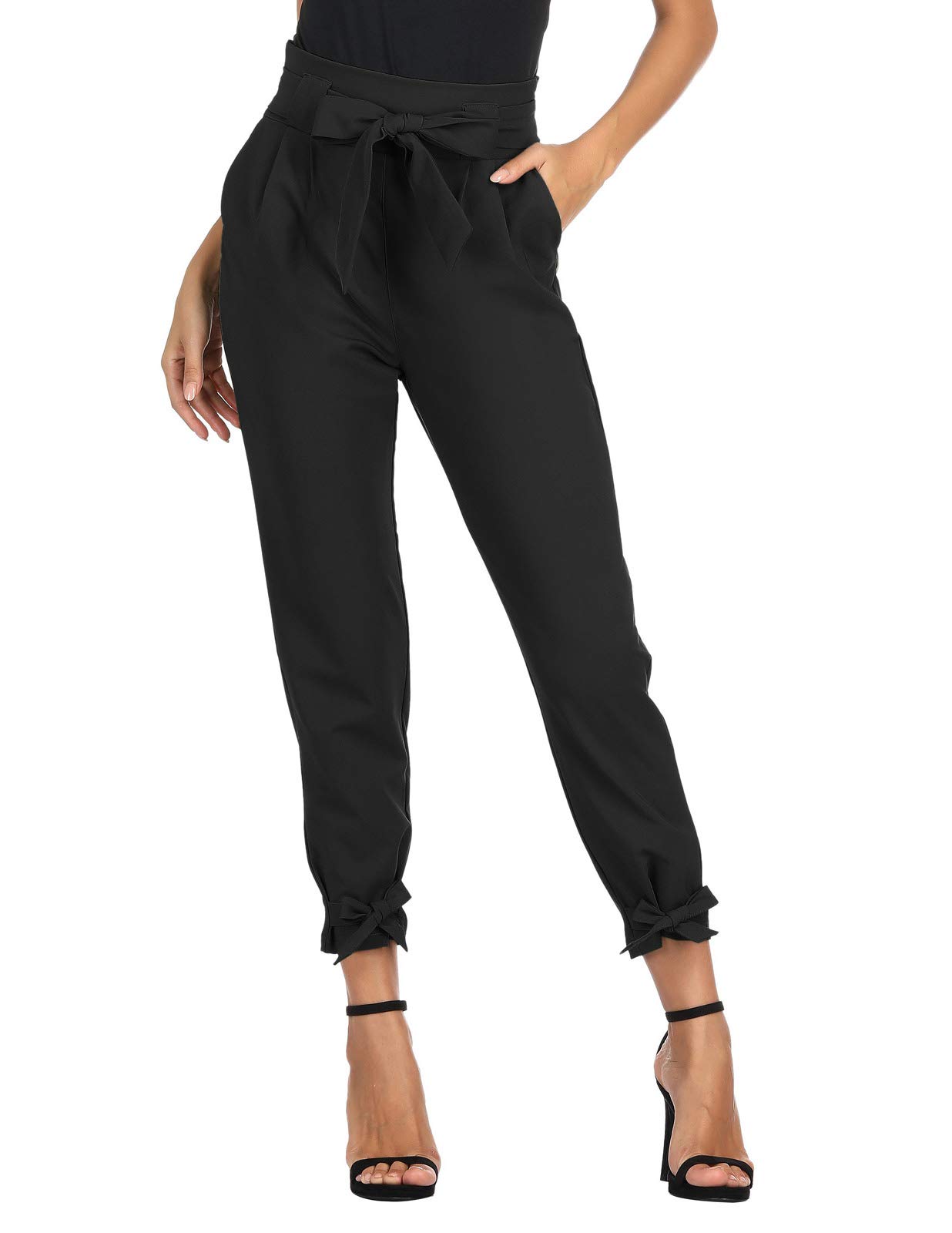 GRACE KARIN Womens Casual High Waist Pencil Pants with Bow-Knot Pockets for Work