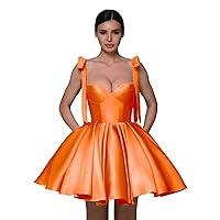 Spaghetti Straps Twill Satin Homecoming Dresses Short Sweetheart Ruched Puffy Cocktail Mini Party Dress for Teens