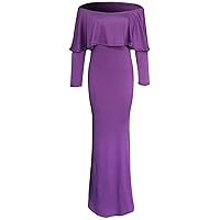Women's Sexy Off Shoulder Plus Size Long Sleeve Maxi Party Dress