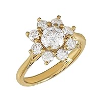 14k Yellow Gold 1 3/4 Ct Round Diamond (I1/G-H) Cluster Ring