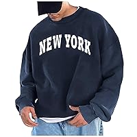 Mens Pullover Colored Loose Drop Shoulder Sleeves Round Neck Casual Sports Sweatshirt
