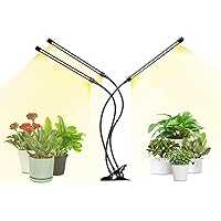 iPower LED Grow Light, 6000K Full Spectrum Clip Plant Growing Lamp with 126 White Yellow LEDs for Indoor Plants, 5-Level Dimmable, Auto On Off with 4/8/12H Timer