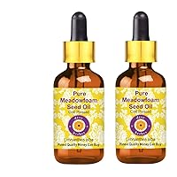 Deve Herbes Pure Meadowfoam Seed Oil (Limnanthes alba) with Glass Dropper Cold Pressed (Pack of Two) 100ml X 2 (6.76 oz)