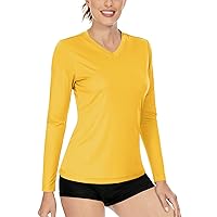 Boladeci Women's UPF 50+ Sun Shirts V Neck Long Sleeve Lightweight Quick Dry UV Protection Clothing Rash Guard Swim T-Shirts