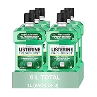Listerine Freshburst, Antiseptic Mouthwash with Germ-Killing Oral Care Formula to Fight Bad Breath, Plaque & Gingivitis, 1 L (Freshburst, 1.00 L (Pack of 6))