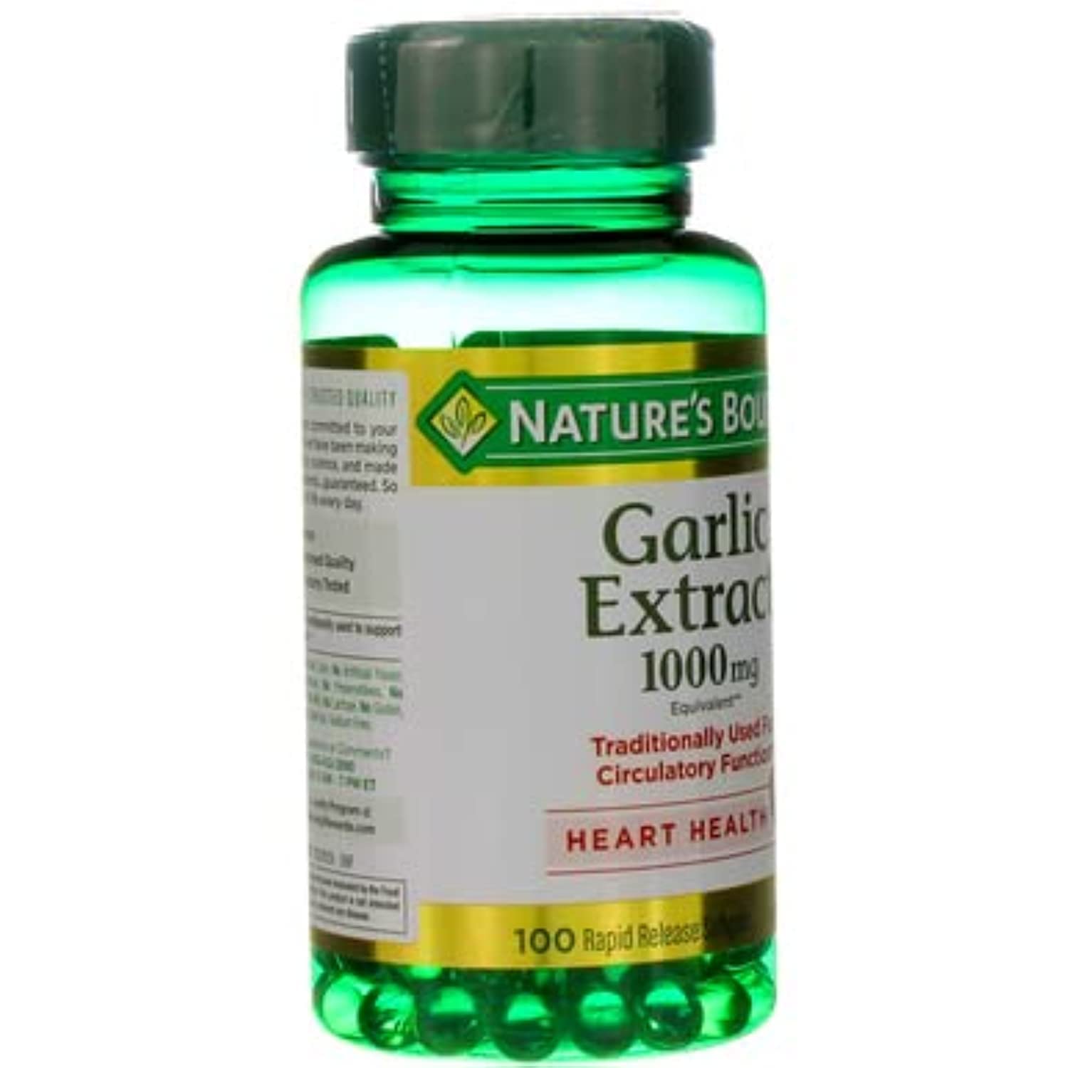 Nature's Bounty Garlic Extract 1000 mg, 100 Rapid Release Softgels (Pack of 2)