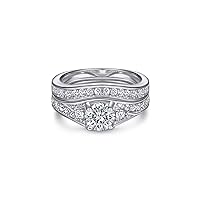 MRENITE 10K 14K 18K Gold Moissanite Wedding Ring Sets Bridal Set for Women 1 Carat Center Channel Set Moissanite Engagement Ring Set Anniversary Promise Rings
