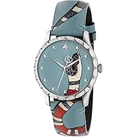 Gucci G-Timeless Blue with Kingsnake Head Print Dial Leather Watch YA1264080