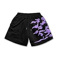 Mens Running Gym Shorts Regular Fit Elastic Waist Casual Shorts Abstract Print Lightweight Casual Training Short with Pockets