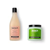 Sauce Beauty Guacamole Whip Hair Mask & Island Marinade Shampoo - Deep Conditioning Hair Mask & Black Castor Oil Shampoo - Real-Food Hair Products for All Hair Types
