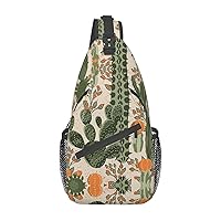 Green Cactus Sling Backpack Multipurpose Crossbody Bag Sling Bag Daypack For Travel Hiking Sports