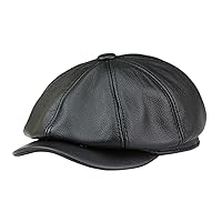 SUAU Men's Cap, Genuine Leather, Classic, Large Size, Fashion, Genuine Leather, Beret, Octagonal Hat, For All Seasons