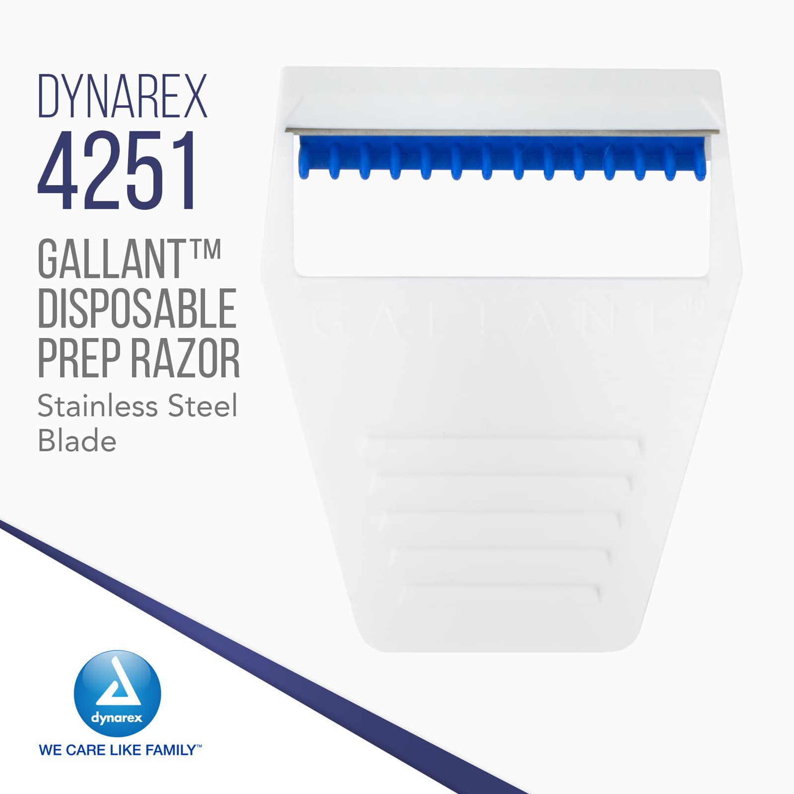 Dynarex Gallant Disposable Prep Razors, Disposable Razors with Open Design, Ergonomic Surgical Prep Razors, 1 Case of 250 Razors (5 Boxes of 50)