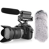 SGC-598 3.5mm Interview Shotgun Microphone with Windscreen Muff, Cardioid Directional Condenser Video Mic for DSLR Camera Nikon Canon Camcorder, Sony Mirrorless Cameras