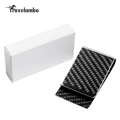 Travelambo Carbon Fiber Money Clip Front Pocket Wallet Minimalist Wallet Slim Wallet Credit Business Card Holder (CB black)
