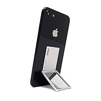 Flip Stand Adjustable Phone Stand & Grip with Compact Mirror, Compatible with Magnet Car Mount (Silver)