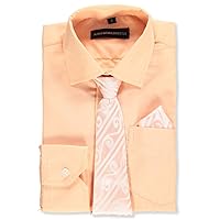 Boys' Dress Shirt & Tie (Patterns May Vary) - peach, 5