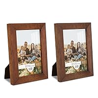 Renditions Gallery 4x6 inch Picture Frame Set of 2 High-end Modern Style, Made of Solid Wood and High Definition Glass Ready for Wall and Tabletop Photo Display, Walnut Frame