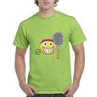 Tennis Happy Face Cartoon Racket Emoji People Best Friend Couples Gifts Men's T-Shirt Tee X-Large Lime Green