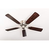 Pepeo - Kisa ceiling fan without lighting | Fan with pull switch in silver with reversible blades in rose and walnut wood, diameter 105 cm. (colour: brushed nickel, rosewood/walnut)