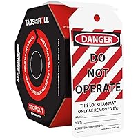 Accuform 100 Lockout Tags by-The-Roll, Danger Do Not Operate, US Made OSHA Compliant Tags, Tear & Water Resistant PF-Cardstock, 6.25