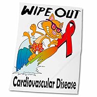 3dRose Wipe Out Cardiovascular Disease Awareness Ribbon Cause Design - Towels (twl-115134-2)