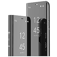 Case for Redmi Note 13 Pro Plus Case Slim Mirror Design Clear View Bookstyle Flip Case Shockproof Full Protective with Kickstand Phone Cover for Redmi Note 13 Pro Plus Mirror:Black QH