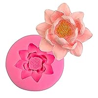 Lotus Flower Shape Silicone Mold for DIY Fondant Candy Making Chocolate Molds Lollipop Desserts Ice Cube Gum Clay Soap Biscuit Plaster Resin Cupcake Topper Cake Decor Moulds