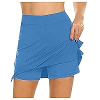 Skorts for Women UK Tennis Skirt Athletic Skirts Ladies Casual Skirts with Shorts Mini Skirts Womens Skorts for Summer Running Skorts Womens Golf Outfit Holiday Essentials Solid Lightweight Skorts
