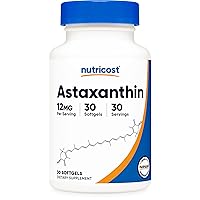 Astaxanthin 12mg, 30 Softgels - Non-GMO and Gluten Free