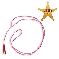 Old West Cowboy Plastic Sheriff Badge & Children’s Cowboy Kiddie Trick Rope Lasso Set - Pink