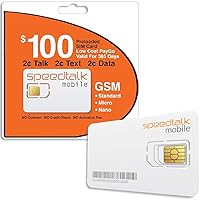 SpeedTalk Mobile Prepaid SIM Card for Unlocked Smart Cell Phones - Talk & Text 5G 4G LTE Data - 1 Year Service | USA Coverage