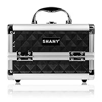 SHANY Chic Makeup Train Case Cosmetic Box Portable Makeup Case Cosmetics Beauty Organizer Jewelry storage with Locks, Multi trays Makeup Storage Box with Makeup Mirror - Black
