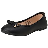 Shoes - Classic Leatherette Ballet Flats with Glitter Bow (Toddler/Girl)