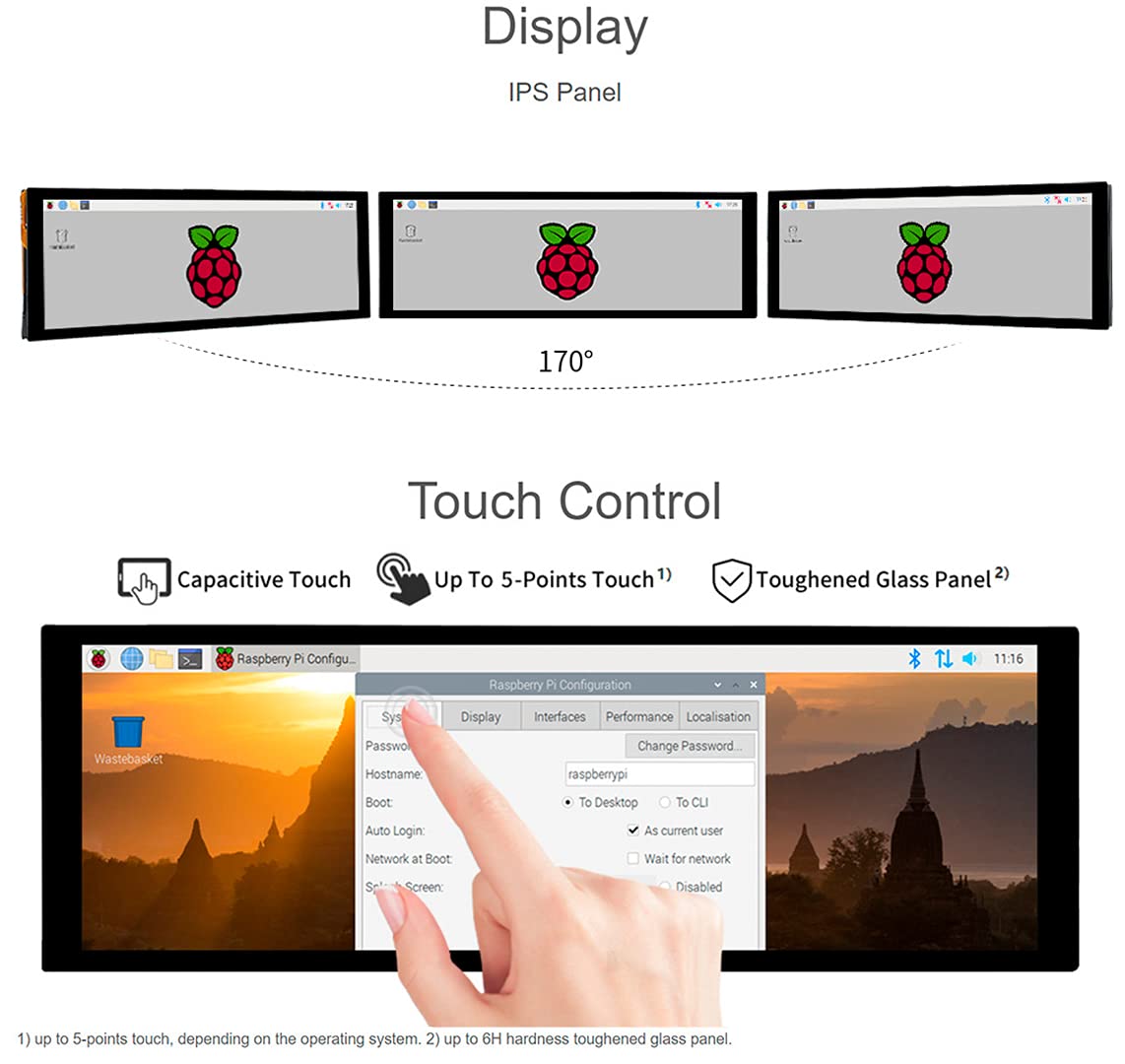 waveshare 7.9inch HDMI LCD 400x1280 Capacitive Touch Screen IPS Screen Display 5-Points Toughened Glass Driver Free for Raspberry Pi 4B/3B+/3B/2B/Zero/Zero 2 W/2 WH and Jetson Nano Windows 10/8.1/8/7