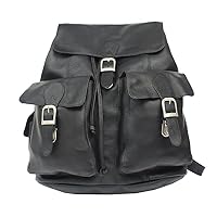 Large Buckle-Flap Backpack, Black, One Size