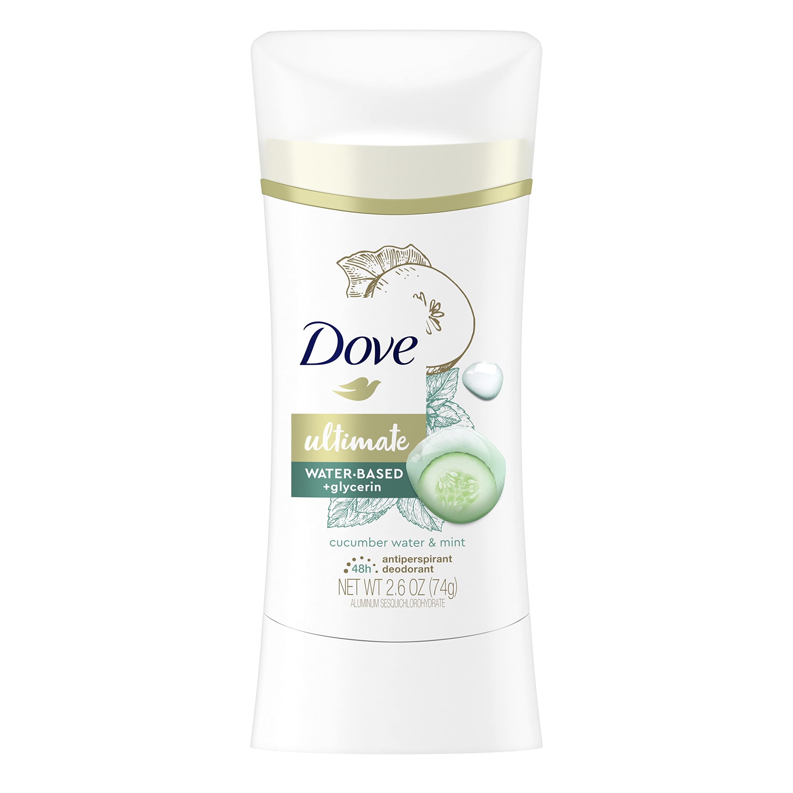 Dove Ultimate Antiperspirant Deodorant Stick Cucumber Water and Mint 2.6 oz