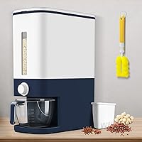 Rice Dispenser, 22-25 Lbs Rice Container with Measuring Cup, Upgraded Built-in Fresh Box, Cereal Dispenser Storage with Lids for Home Kitchen Pantry Rice Soybean Corn-Navy Blue