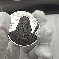 1oz Halloween Silver Plated Coin Soul Reaper Commemorative Souvenir Coins Metal Coin Plated Commemorative Coin Badge Medal for Collection Arts Gifts Souvenir