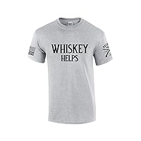 Patriot Pride Whiskey Helps Mens Funny American Flag Sleeve Short Sleeve T-Shirt Graphic Tee