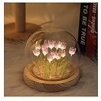 gors LED Tulip Table Lamp DIY Handmade Night Light,Handmade Tulip Night Light DIY LED Tulip Lamp,Gift Desktop Ornament,Home Ornament (Purple,10 Flowers)