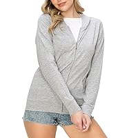 Women's Lightweight Slim-Fit Zip-Up Hoodie Jacket Long Sleeve Cotton Casual Activewear Clothes