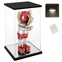 NONEMEY Clear Acrylic Display Case with Remote Control Light for 1000% Bearbrick, Dustproof Model Showcase Organizer Box, Display Case for Collectibles Bearbrick (15.7×12×30inch,40×30×76cm)