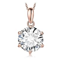 JewelryPalace Round 1ct 1.5ct 2ct 3ct Moissanite Chain Pendant, Simulated Diamond Bridal Jewellery Set, Women's Silver 925 Necklace with Stone, Jewellery Girls Women Rose Gold 45 cm