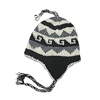 Wool Hand Knit Unisex Fleece Lined Ear Flap Beanie Sherpa Cap Hat Nepal